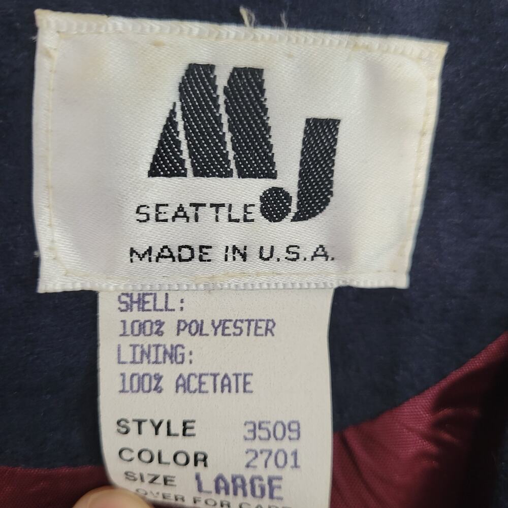 Vintage 70s Cape Style Coat Jacket sz L Blue Gold Retro Campus Intellectual USA - Picture 3 of 9